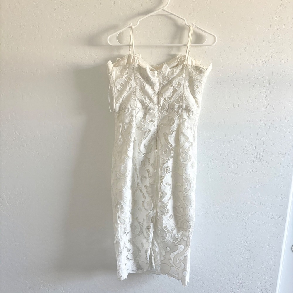 Bardot Lace Dress Cocktail Party Sleeveless White‎ Midi M - Picture 4 of 7